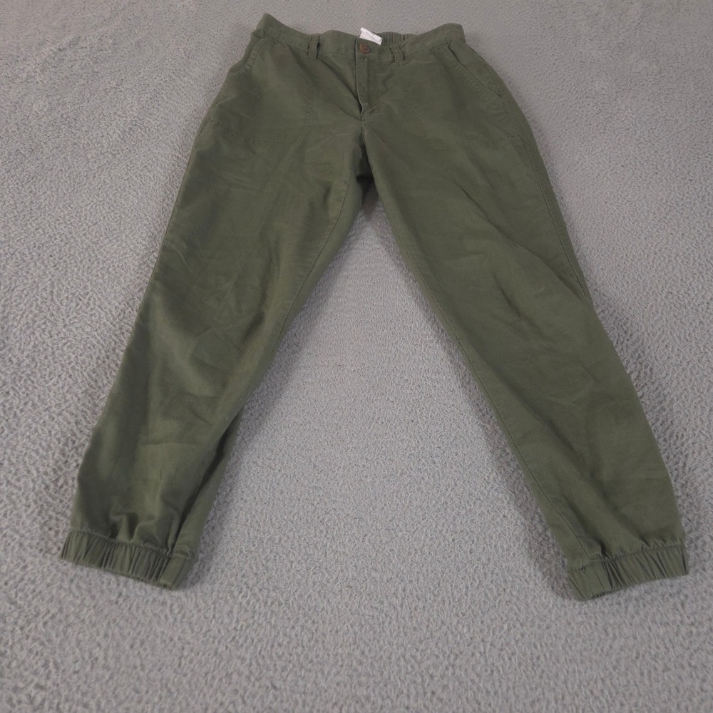 GAP Pants Womens 6 Green Twill Utility Girlfriend Jogger Elastic Cuff Greenway